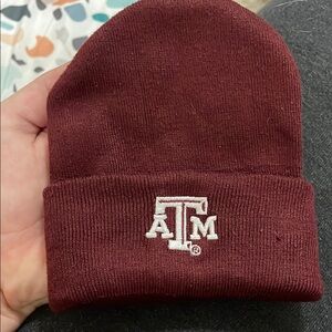 Texas A&M Aggie Maroon Newborn Beanie with Embroidered Logo